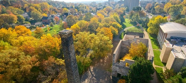 Aerial shot of Goldie Mill, Guelph